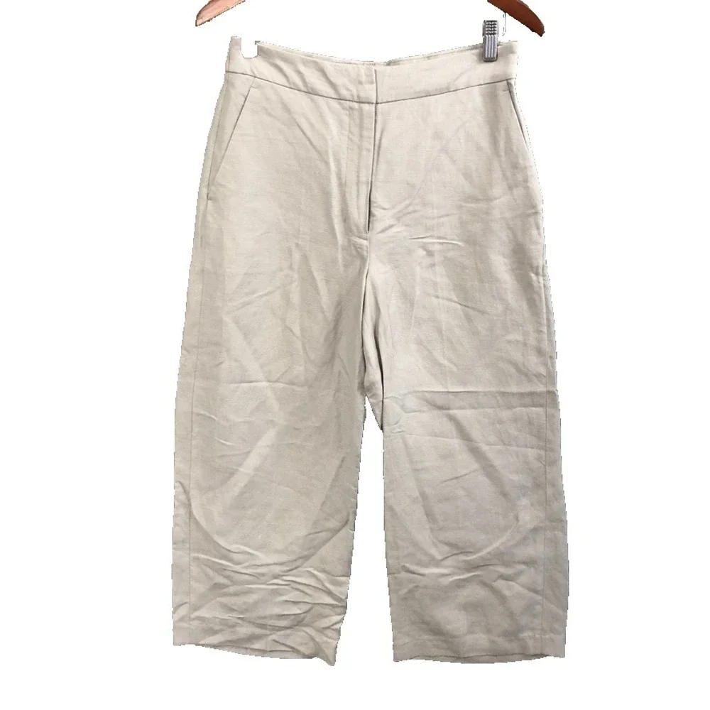 Wilfred Linen Dress Pants Womens 6 Gray Wide Leg Business Career Boho High Rise